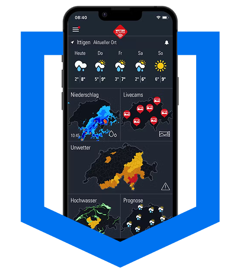 Wetter-Alarm Schweiz Handyscreen