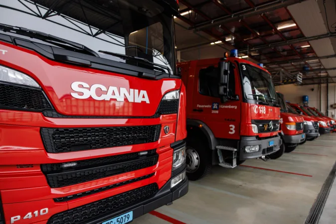 Die verschiedenen Einsatzfahrzeuge der Feuerwehr Hünenberg