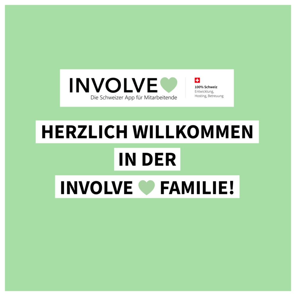 Grafische Umsetzung mit dem Text Herzlich Willkommen in der Involve Familie