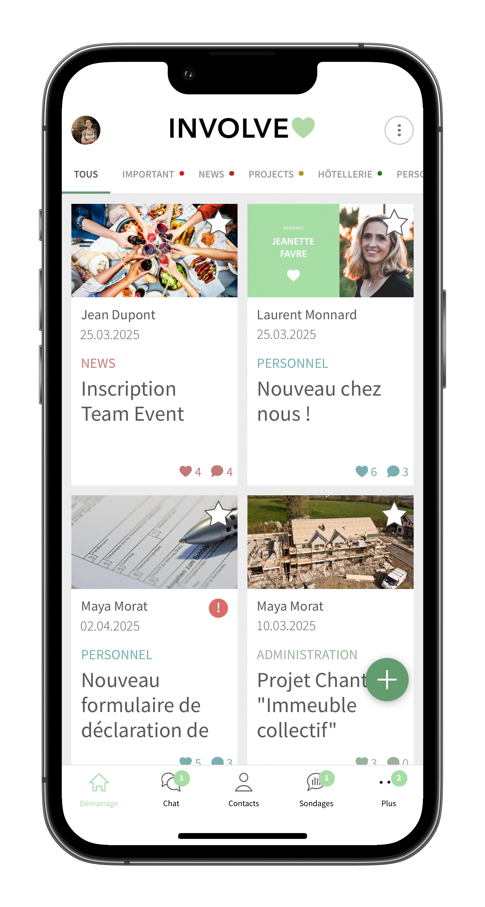 Involve Lapp pour les collaborateurs i Phone page d'accueil 2025