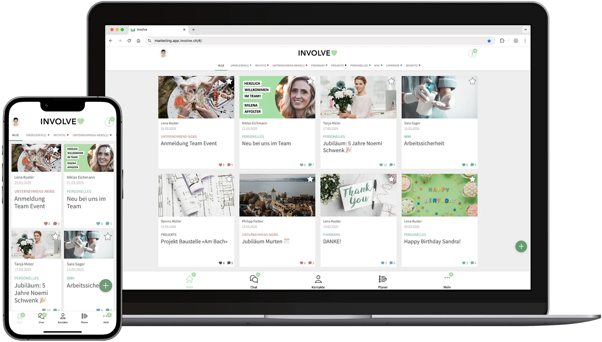 Involve App auf Notebook und Smartphone