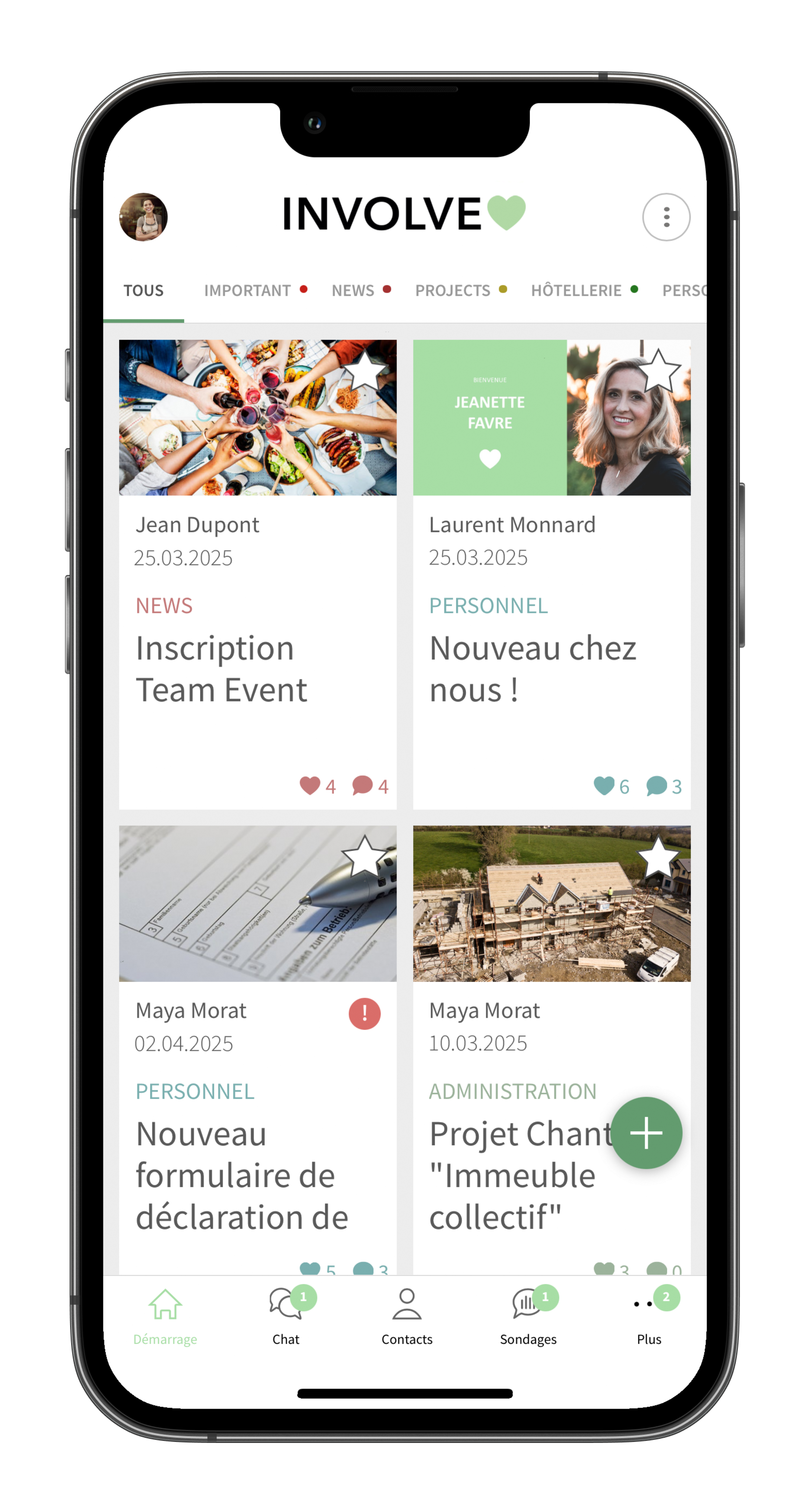 Involve Lapp pour les collaborateurs i Phone page d'accueil 2025