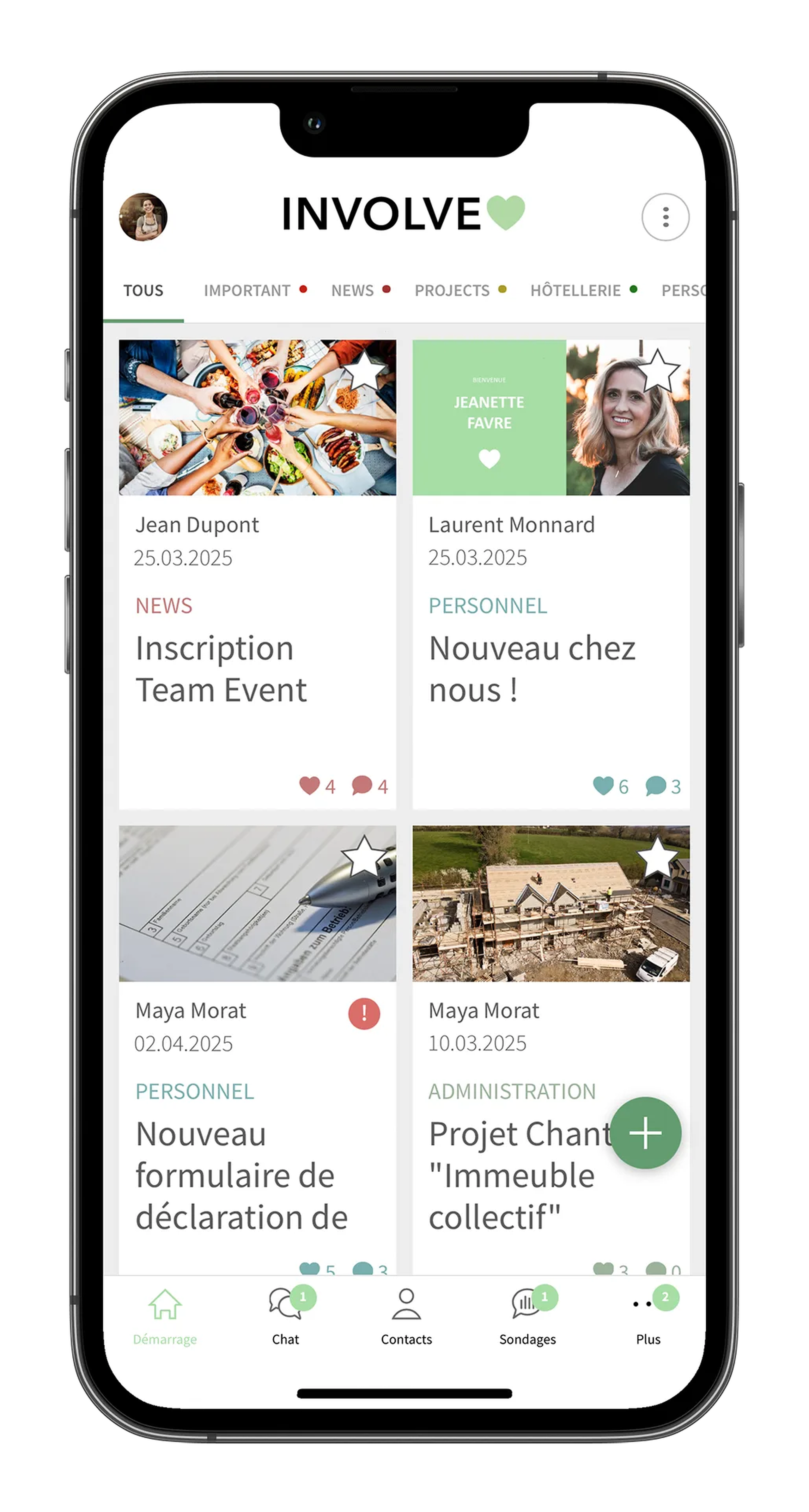Involve Lapp pour les collaborateurs i Phone page d'accueil 2025