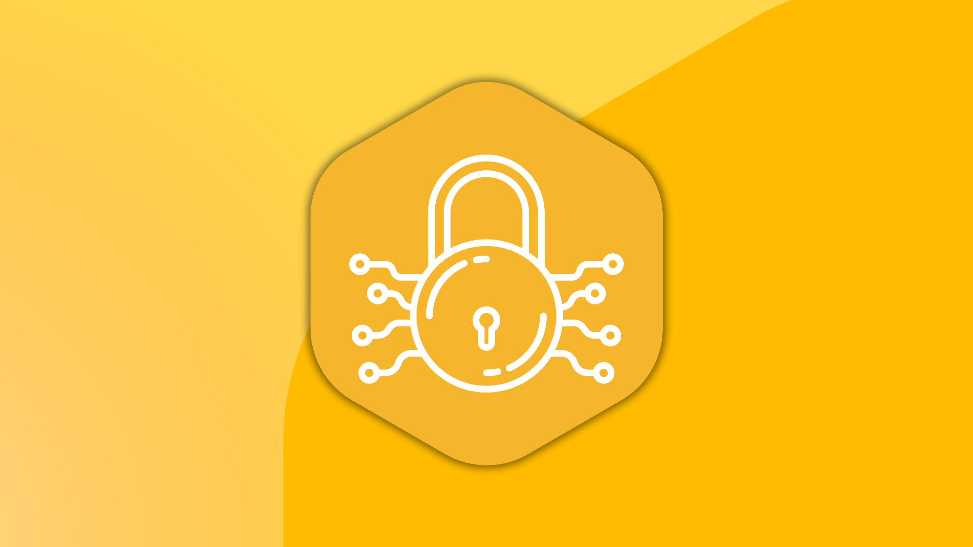 Grafik für Cyber Security auf einem gelben Hintergrund