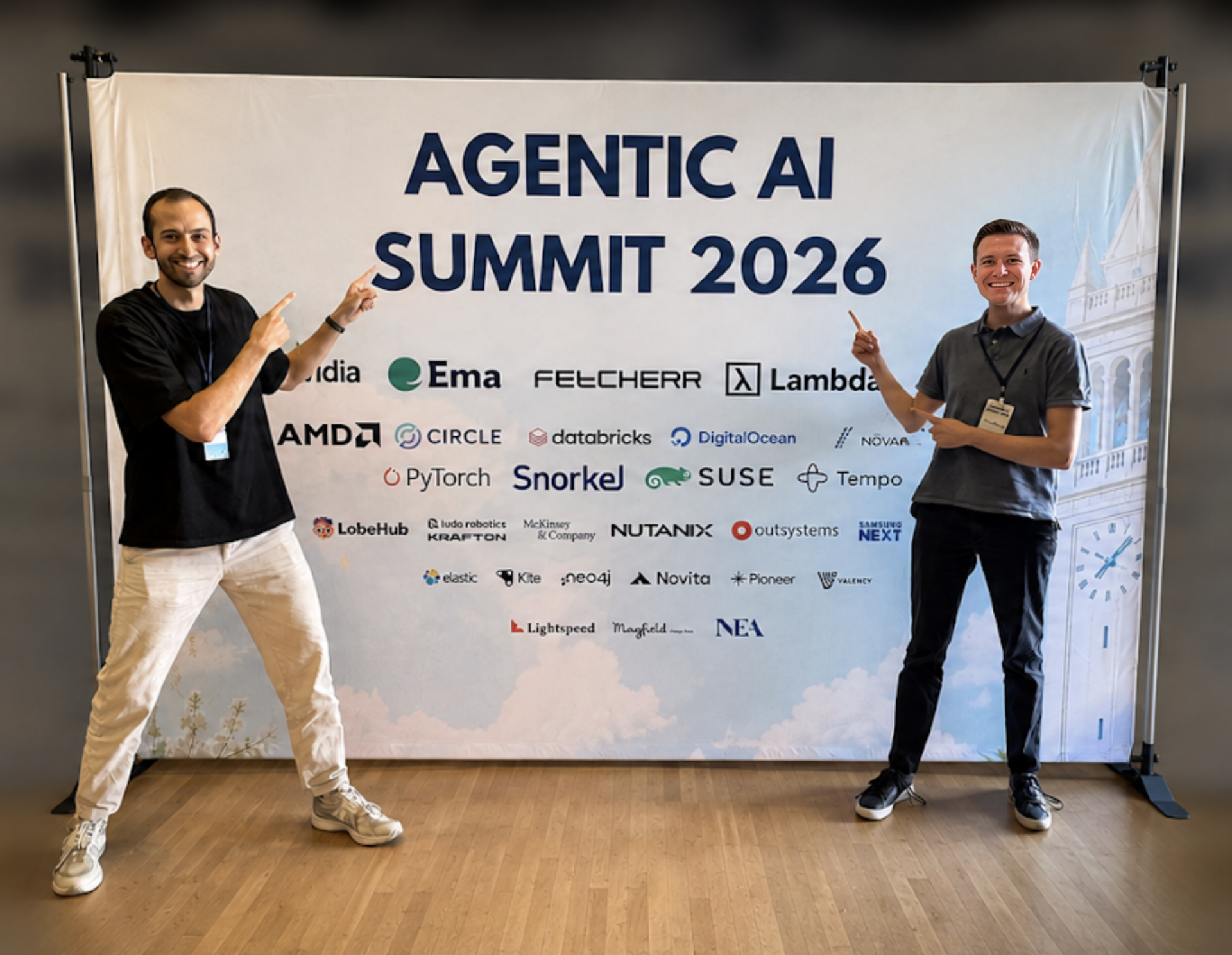 Timo Schönegg und Beda Diggelmann, IT-Experten von ipt, am Agentic AI Summit 2026 in San Francisco.