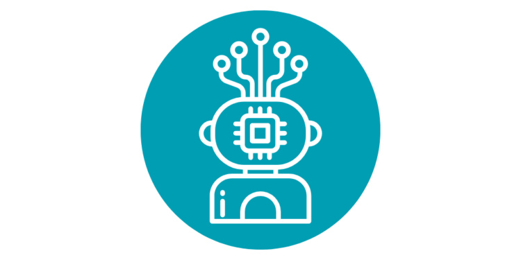 Icon eines Roboters mit einem Prozessor im Kopf.