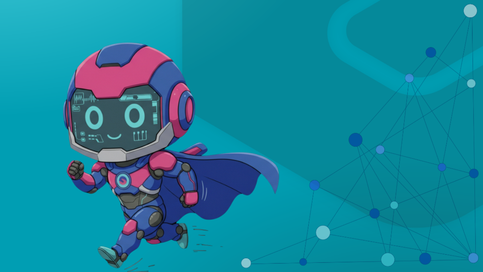 Ein rennender ipt-Roboter mit einem Superheldencape als Zeichen von Agentic AI.