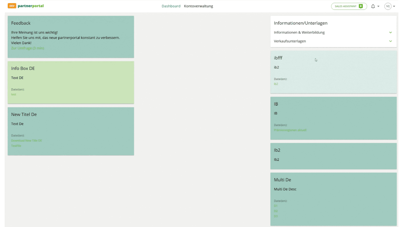 Funktionsweise des Sales Assistent des Partnerportals von Sanitas.