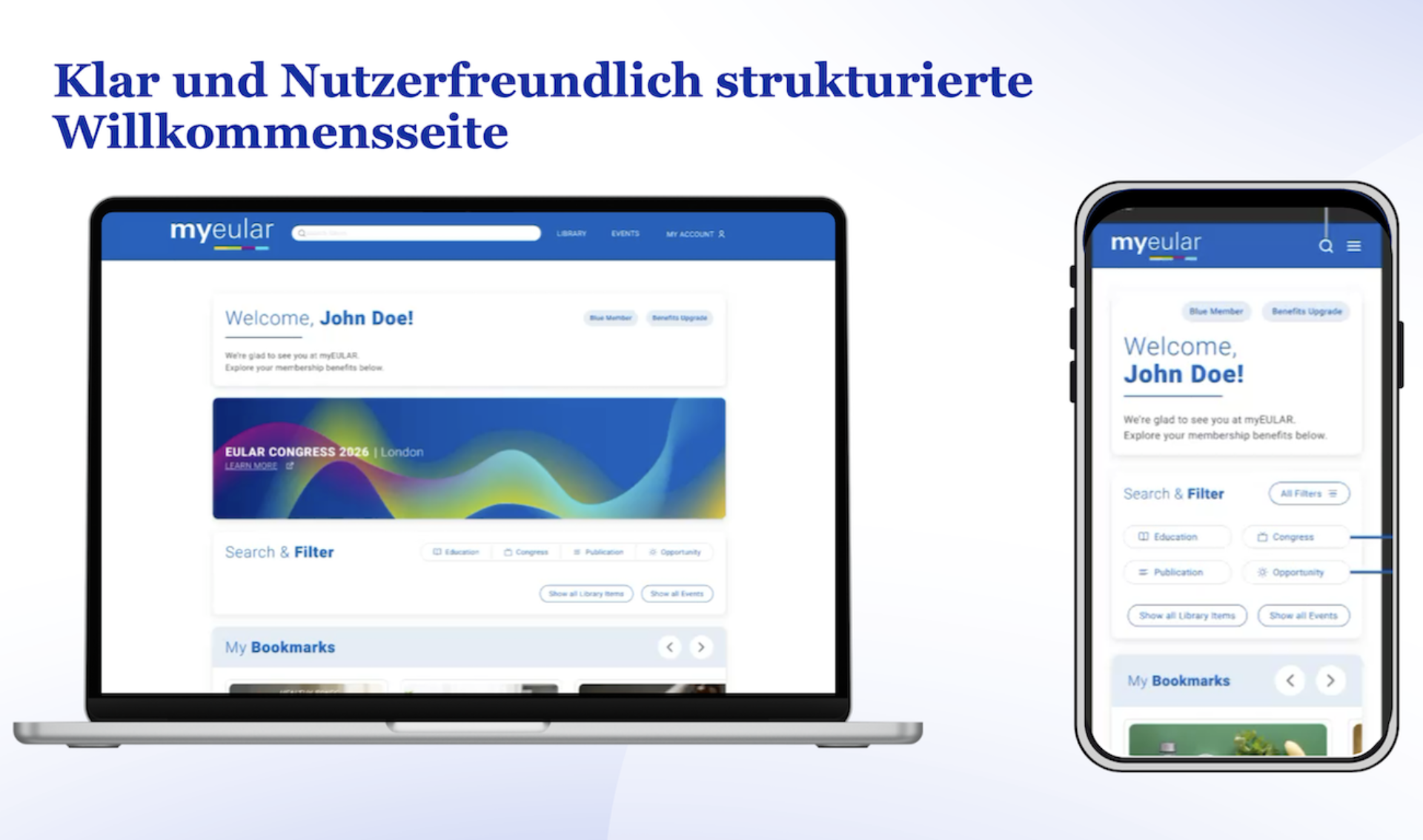 Wilkommensseite der Community-Plattform myEULAR.