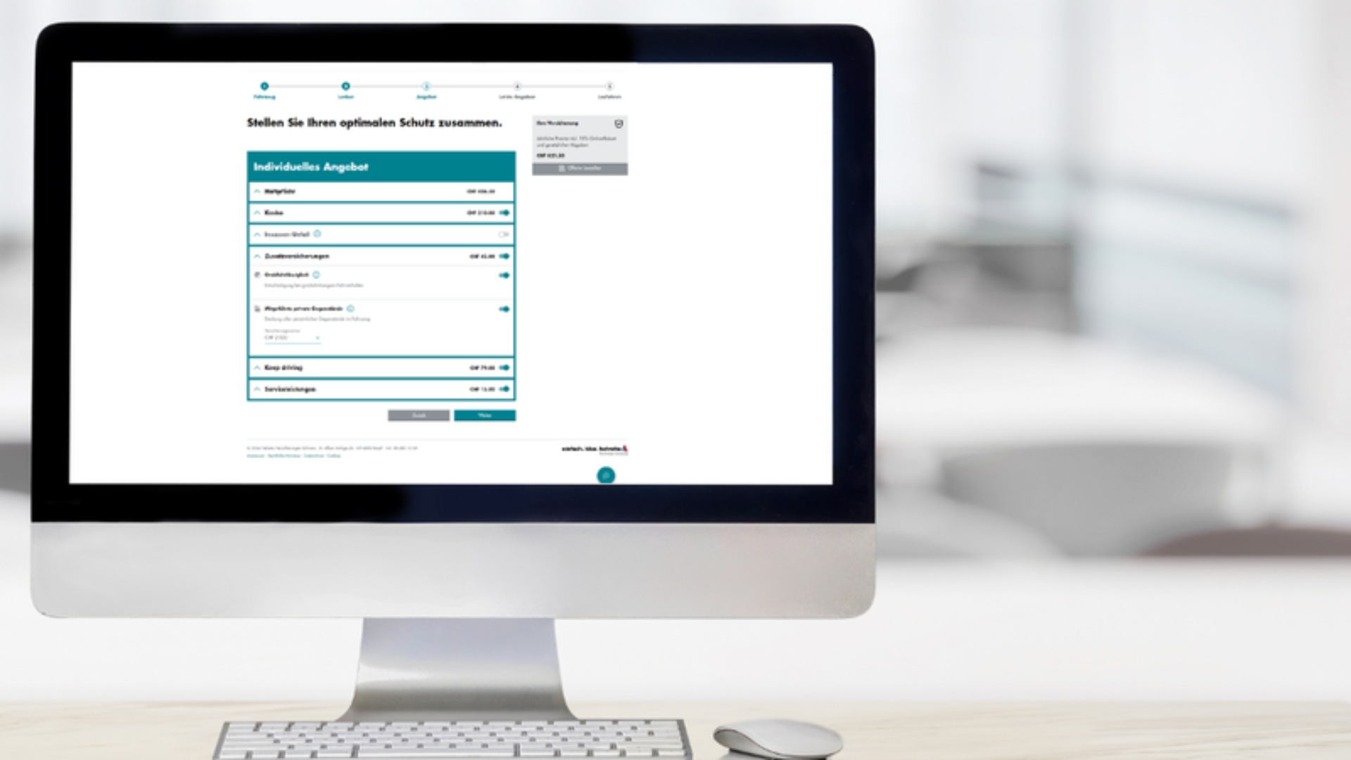 Intuitive online Offertenapplikation für Motorfahrzeuge von Helvetia, die in Zusammenarbeit mit ipt erstellt wurde.