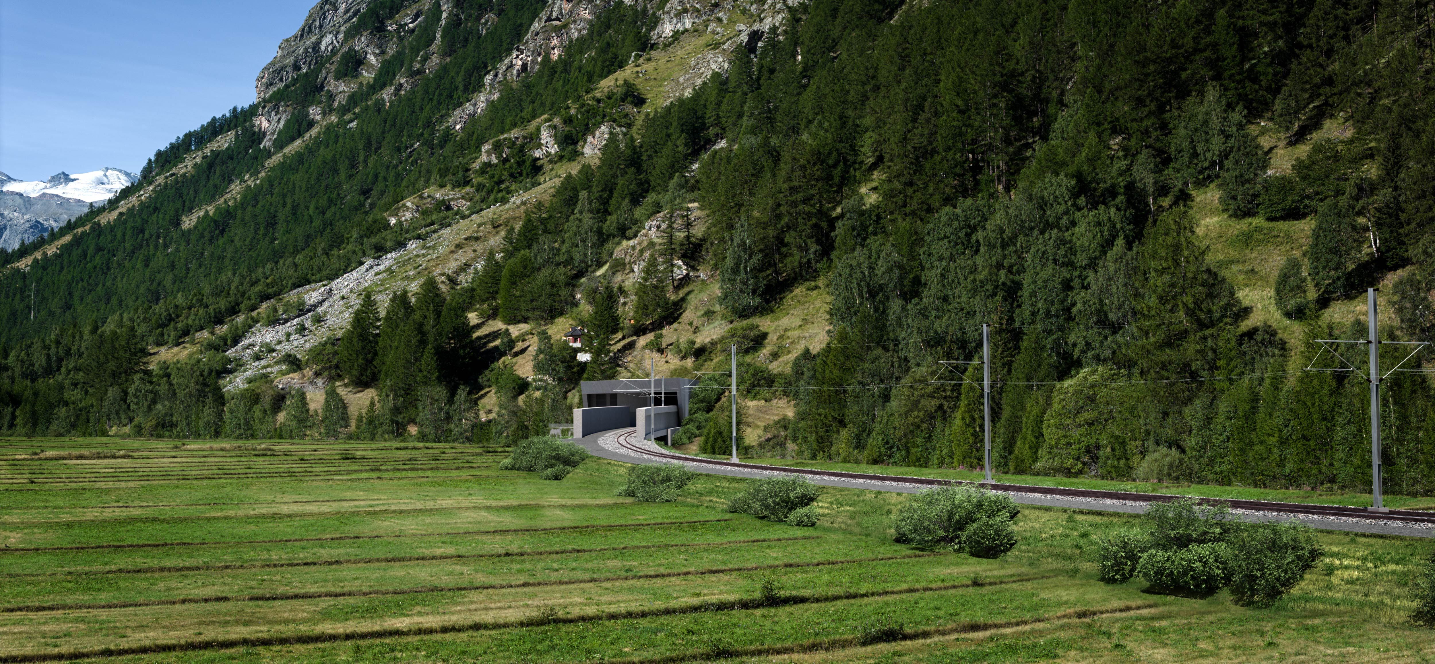 Mattertal Tunnel Visualisierung des Portals auf Seite Täsch