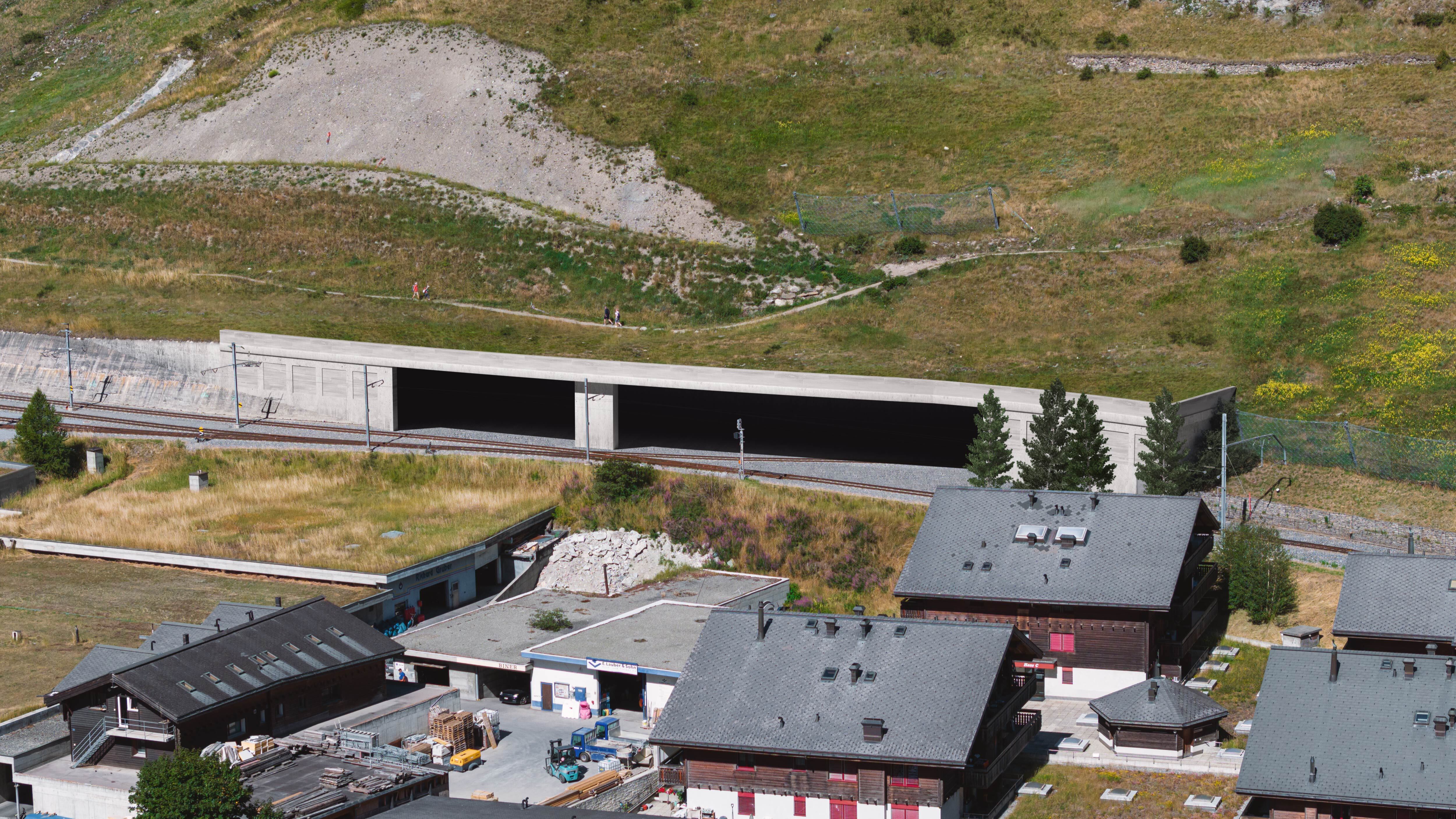 Mattertal Tunnel Visualisierung des Tunnelportals Zermatt.