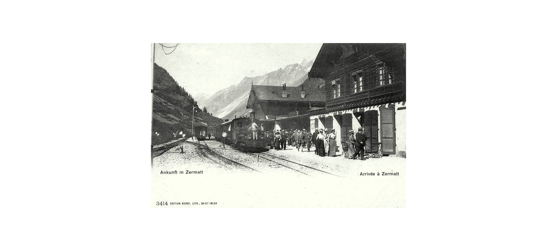 Postkarte Ankunft in Zermatt Matterhorn Gotthard Bahn