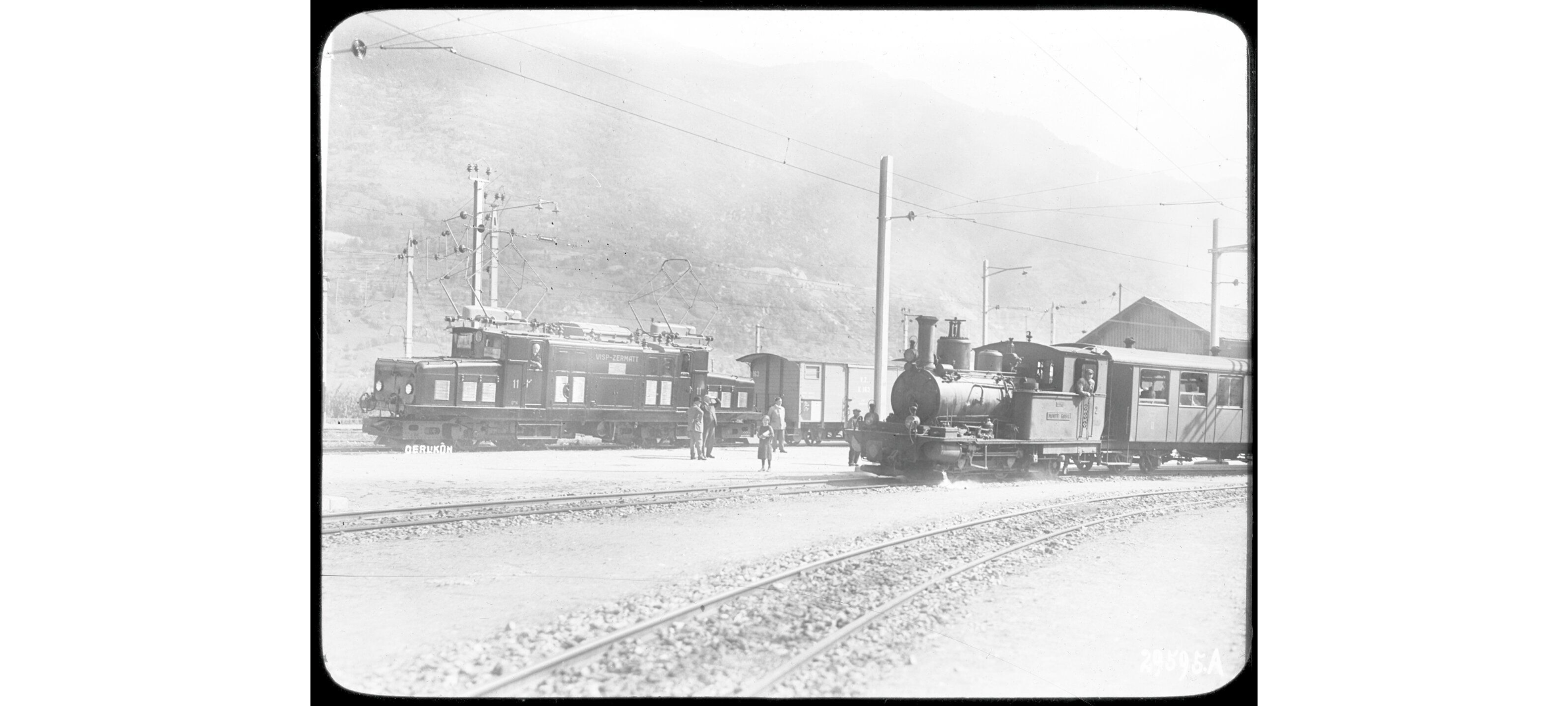 Historisches Foto Dampflokomotive Matterhorn Gotthard Bahn