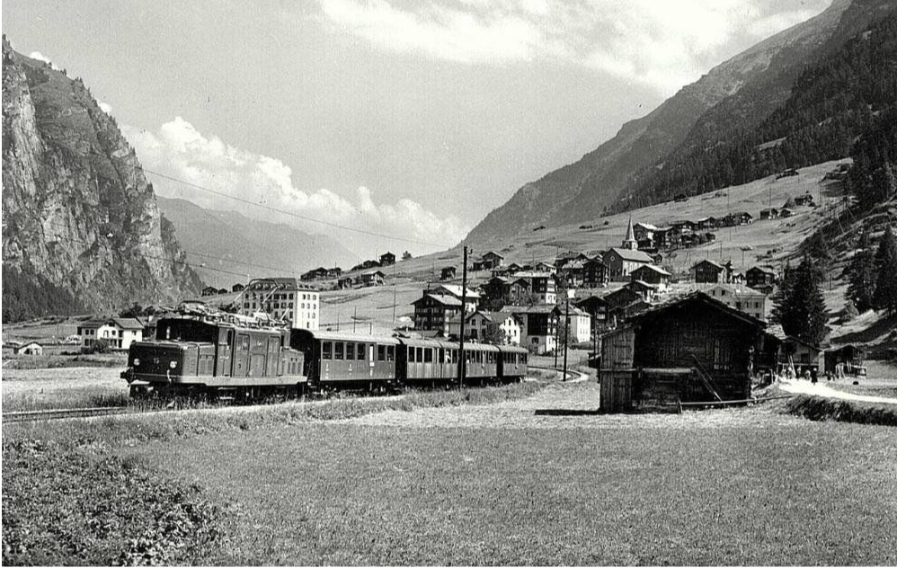 Historisches Foto von einer Bahnreise durchs Mattertal