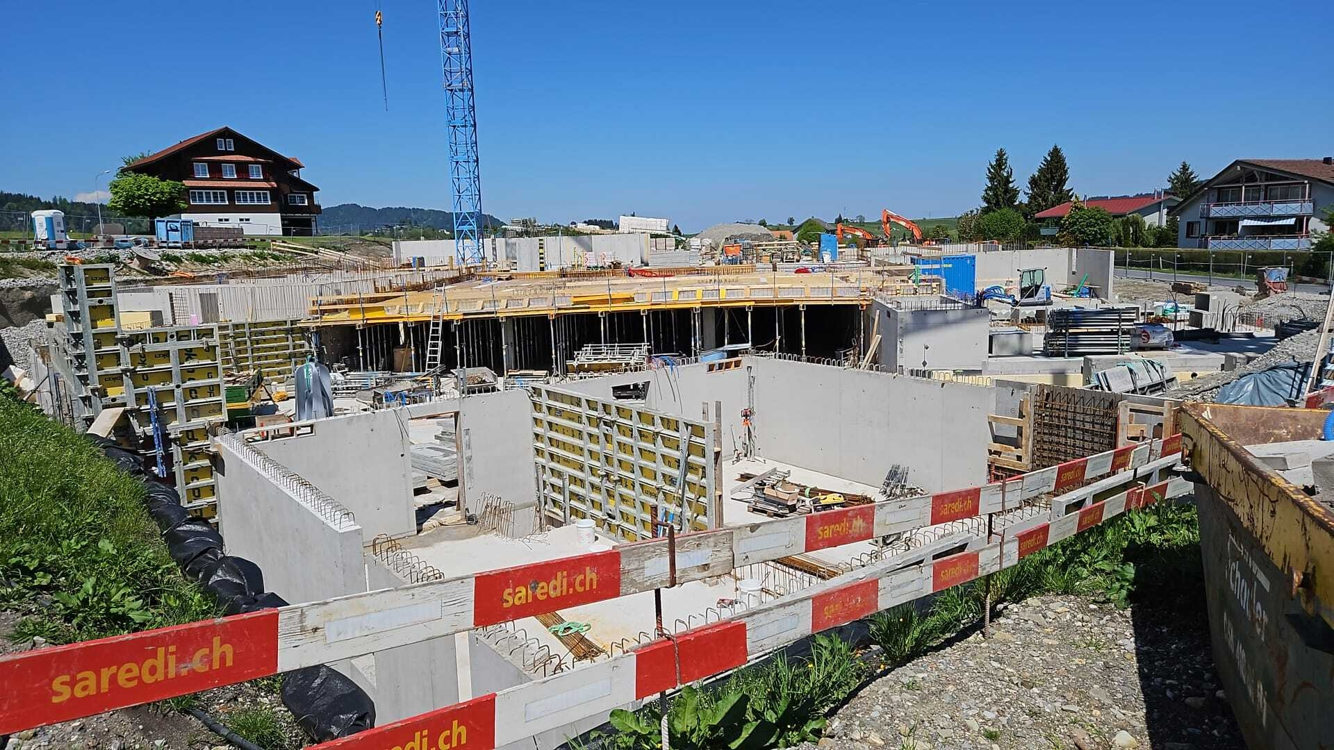 Bodenplatte Einstellhalle betoniert