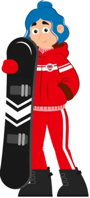 Academy Instruktorin Snowboard stehend